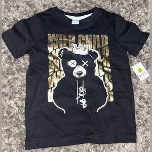 Highland Original Little Boys Bear Foil Tee Black